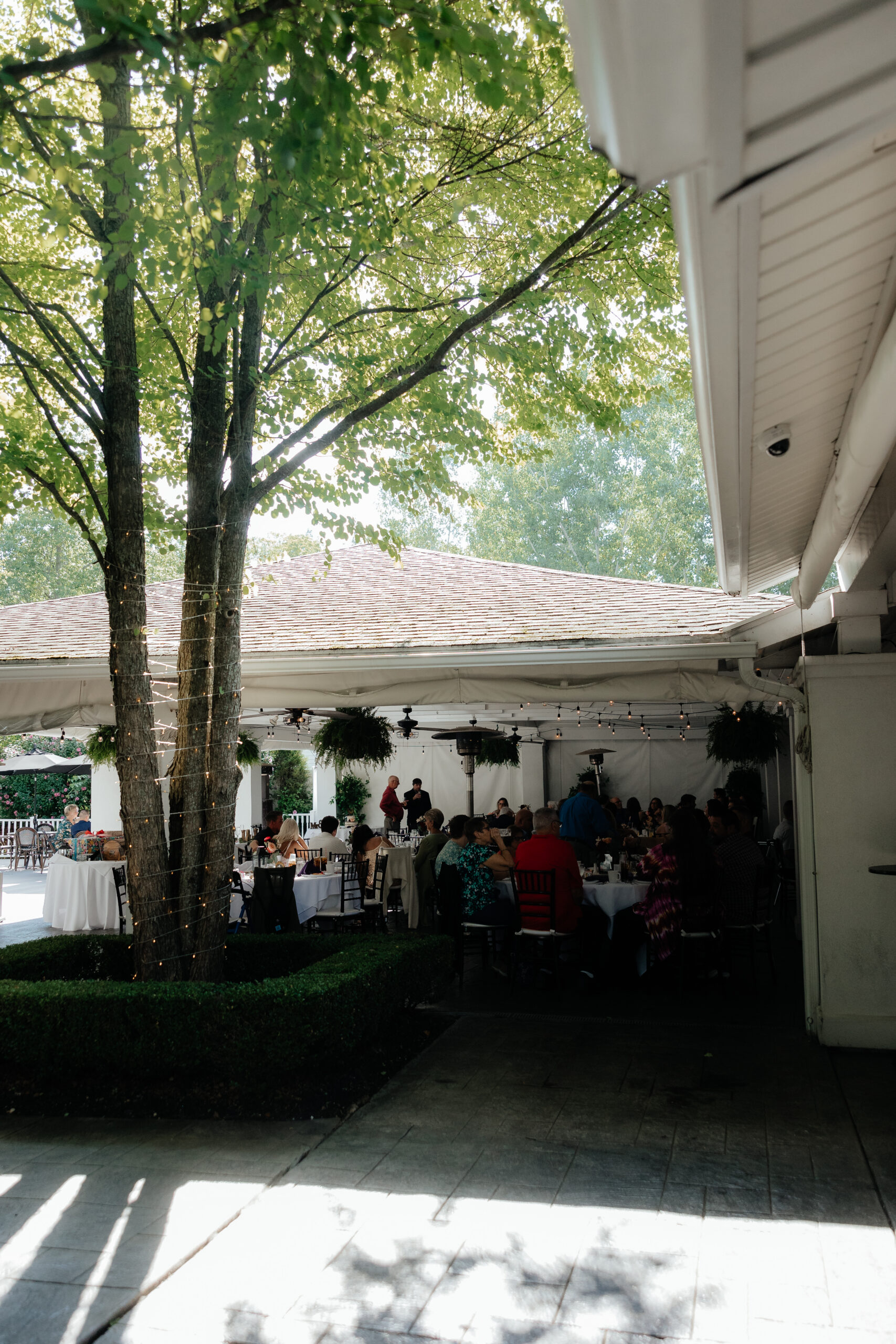 A wide shot highlighting the Garden Pavilion of Kloc's Grove wedding venue in Buffalo, New York.