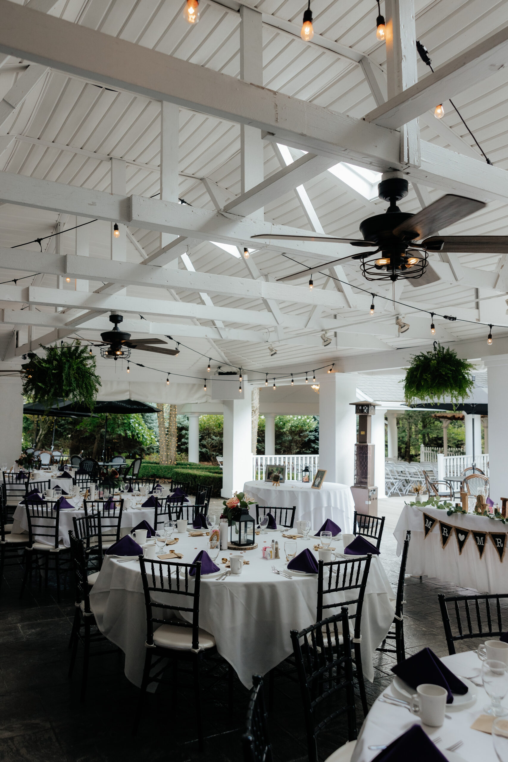 The Garden Pavilion of Kloc's Grove wedding venue in Buffalo, New York, fully set up before guests arrive.